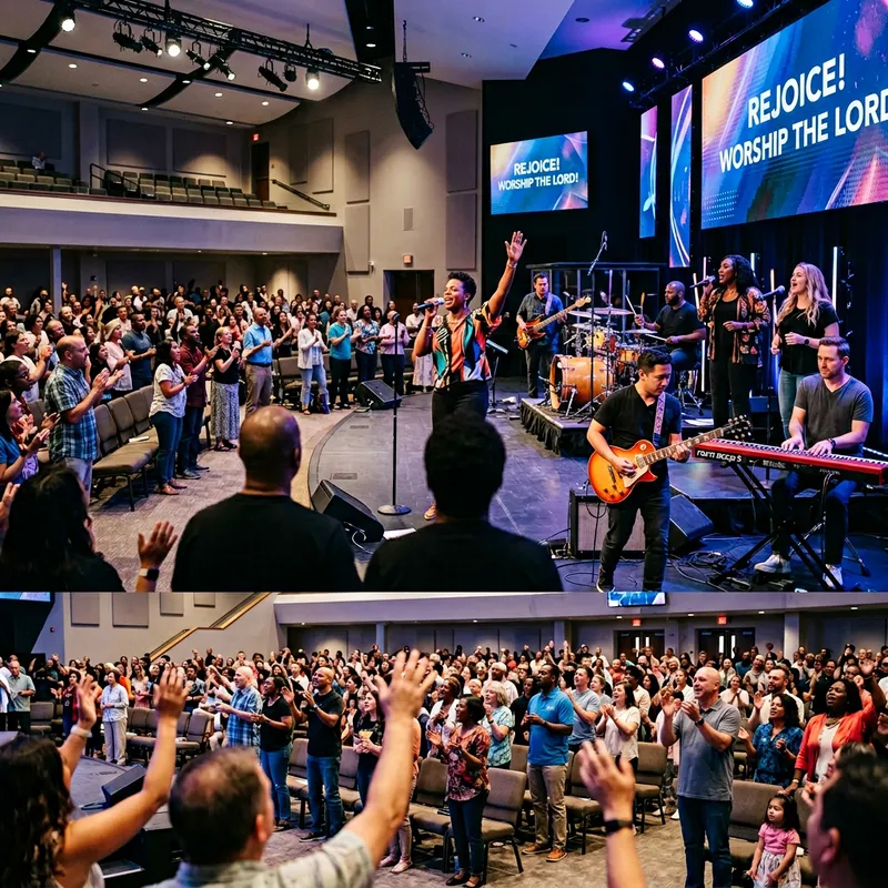 Diverse Christian Gospel Band in Modern Church