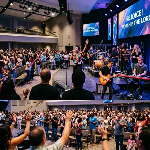 Diverse Christian Gospel Band in Modern Church