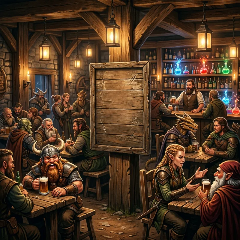 Enchanting Empty Billboard in Fantasy Bar Enchanting Empty Billboard in Fantasy Bar