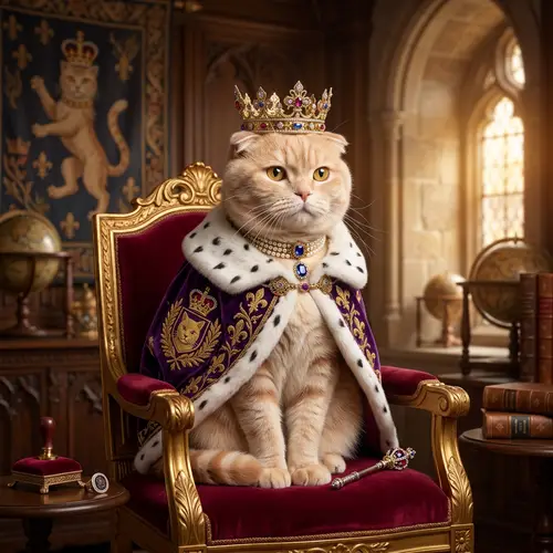 Regal Queen Cat - Majestic Feline Portrait