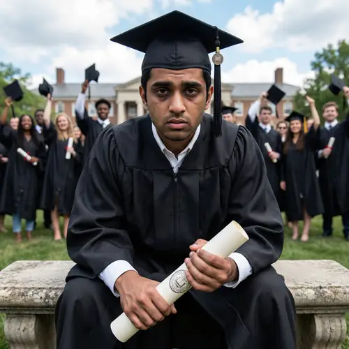 Young South Asian Boy Graduates: Symbol of Academic Success