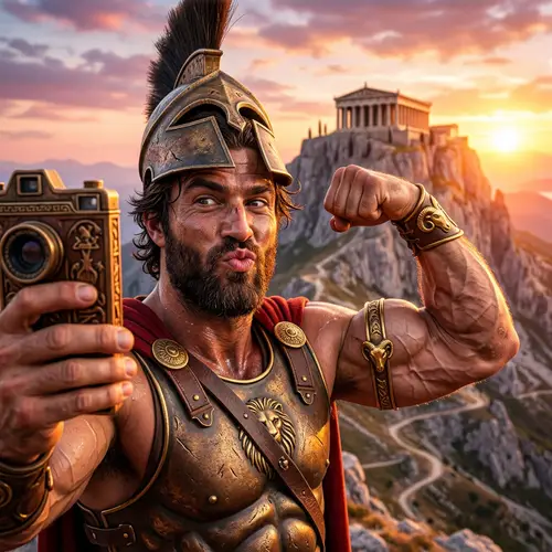 Ares the God: Epic Selfie at Mount Olympus