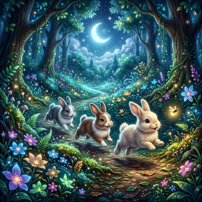 3 Little Bunnies in a Magic Forest