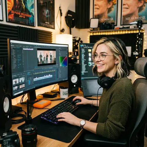 Female Video Editor with Stylish Glasses