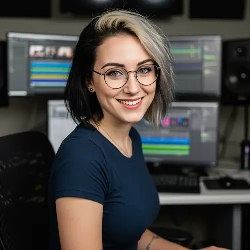 Female Video Editor with Stylish Glasses