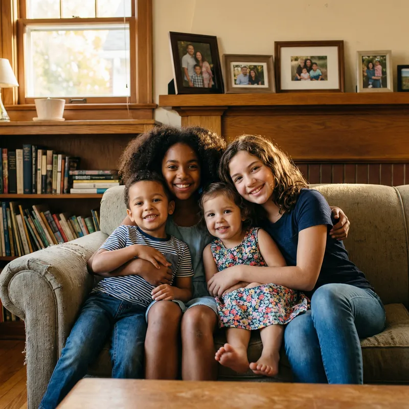 Loving Family Portrait with Diverse Children | Heartwarming Bonding Loving Family Portrait with Diverse Children | Heartwarming Bonding