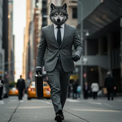 Professional Wolf Going to Work