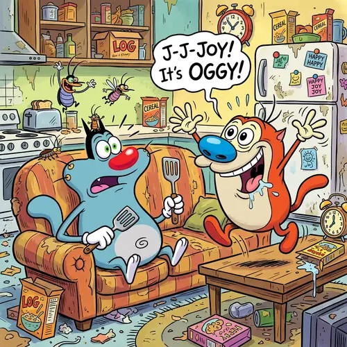 Oggy Meets Stimpy: A Hilarious Encounter