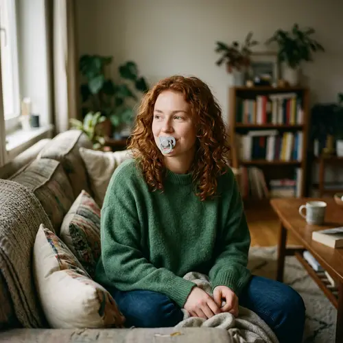 Red Hair Woman with Adult Pacifier