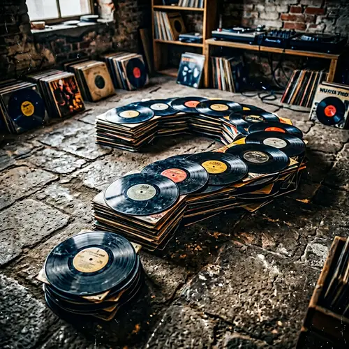 Vinyl Question Mark Art: Vintage Hip-Hop Vibes