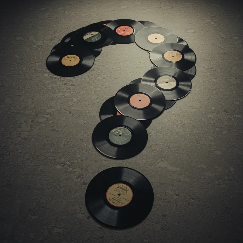 Vinyl Question Mark Art: Vintage Hip-Hop Vibes