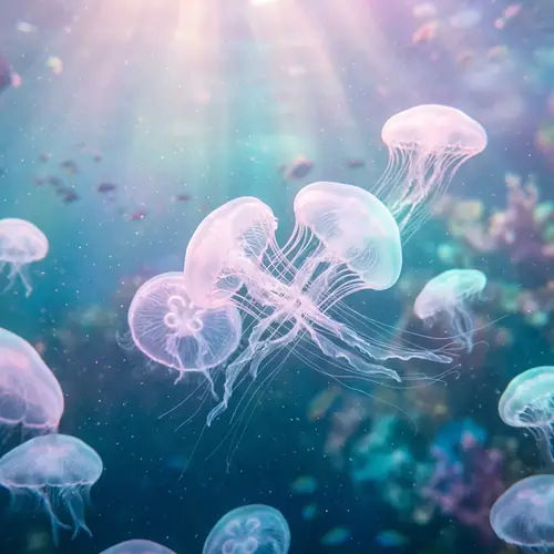 Graceful Movements of Floating Jellyfish in Ethereal Ambiance