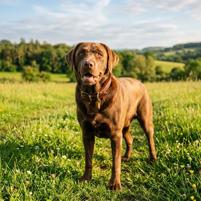 Adorable Brown Fur Dog on Green Field Adorable Brown Fur Dog on Green Field