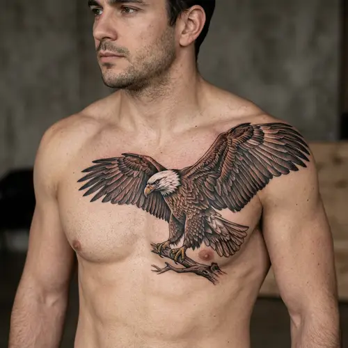 Realistic Eagle Tattoo Design for Right Pectoral