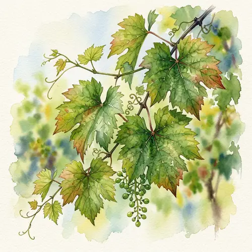 Watercolor Grape Leaves Art - Beautifully Painted