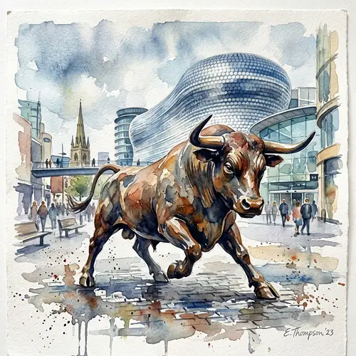 Birmingham Bull Watercolor Art