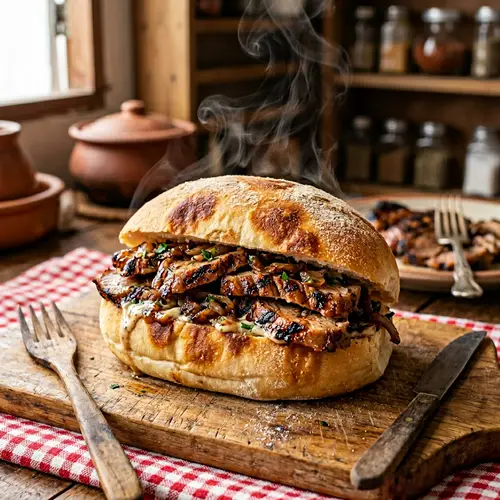 Delicious Roasted Calf Meat in Freshly Baked Pandesal Bun