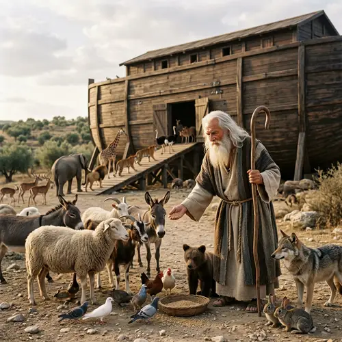 Ancient Depiction of Noah: The Biblical Figure with Animals