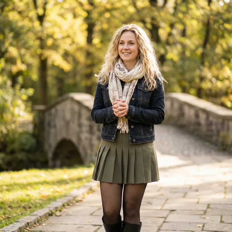 Blonde Girl in Short Skirt | Stylish Outdoor Portrait