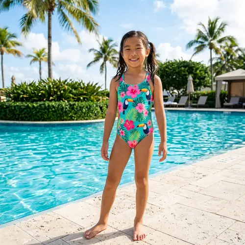 Vibrant Swim Suit Girl by Crystal Clear Pool