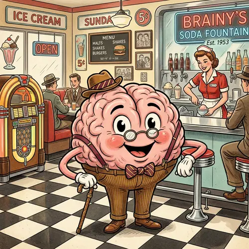 Brain Retro Vintage Mascot Design | Nostalgic Charm