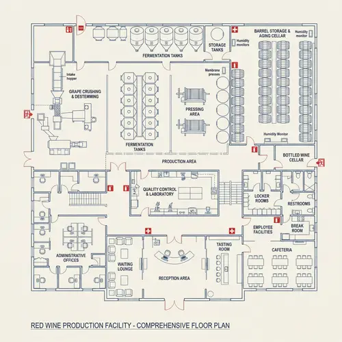 Comprehensive Floor Plan for Red Wine Factory