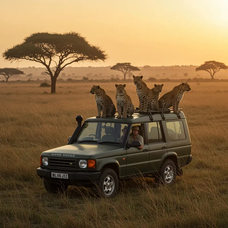 Sunset Safari in Tanzania: Leopards & Explorers