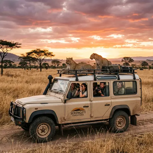 Sunset Safari in Tanzania: Leopards & Explorers