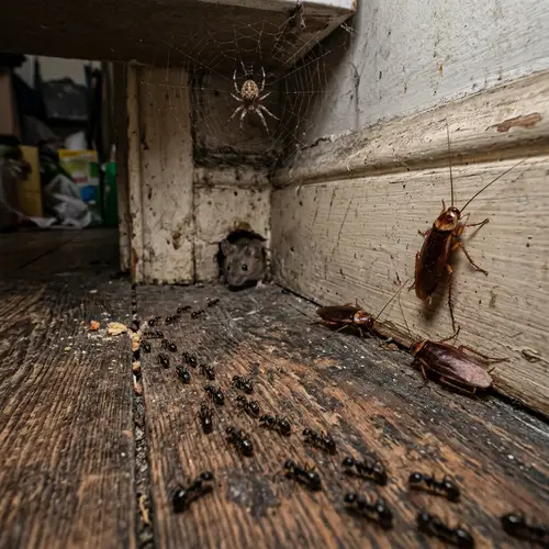 Common Household Pests: Ants, Cockroaches, Spider, and Mouse - Detailed Image