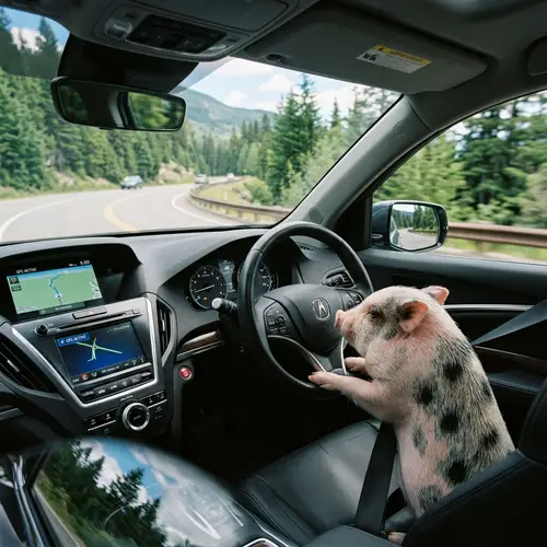Juliana Pig Drives a Dark Grey Acura MDX Adventure