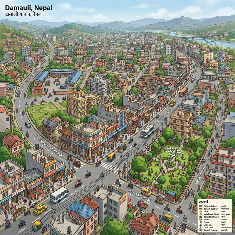 Damauli Streetscape: Urban Town Architecture & Views