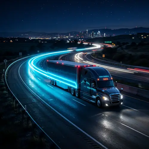 Truck Neon Blue Line Art - Unique Designs