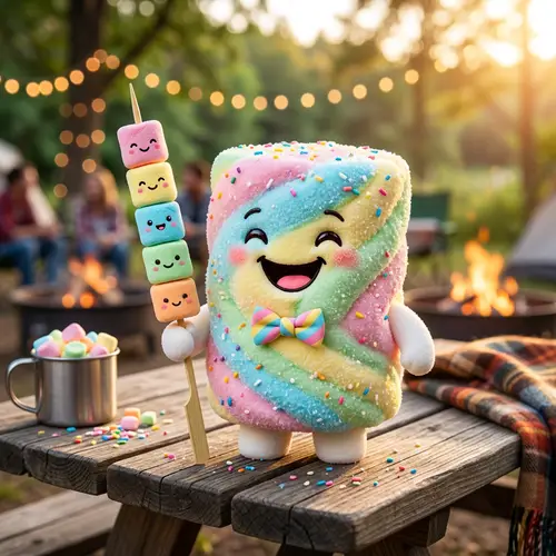 Joyful Colorful Marshmallow with Skewered Treats