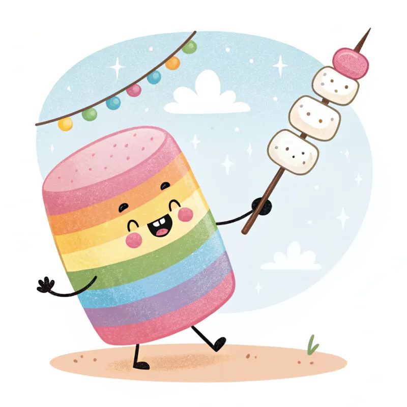 Joyful Colorful Marshmallow with Skewered Treats