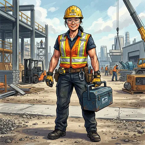 Confident Asian Woman Worker in Personal Protective Equipment