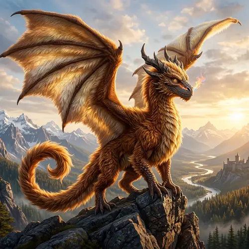 Furry Dragon: Mythical Creature with Soft Fur and Fiery Breath