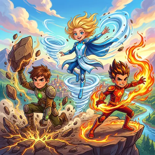 Kids with Elemental Superpowers | Earth, Wind, Fire | Animated Heroes