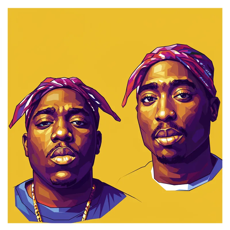 Biggie & Tupac Stained Glass Pop Art Portrait Biggie & Tupac Stained Glass Pop Art Portrait