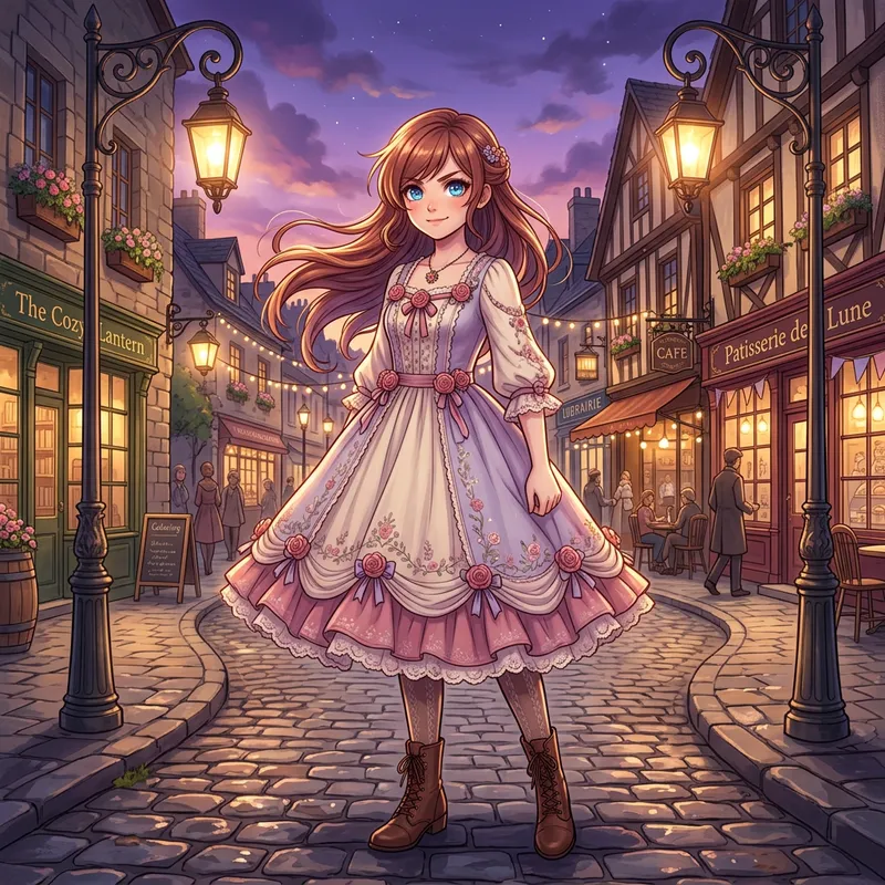 Mysterious Anime Character in a Twilight Cityscape
