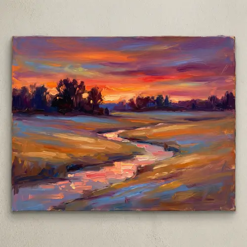 Impressionistic Sunset Landscape Painting