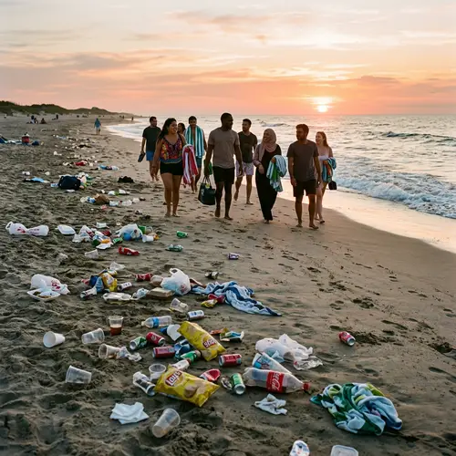 Drunken Revelry Leaves Beach Littered with Trash