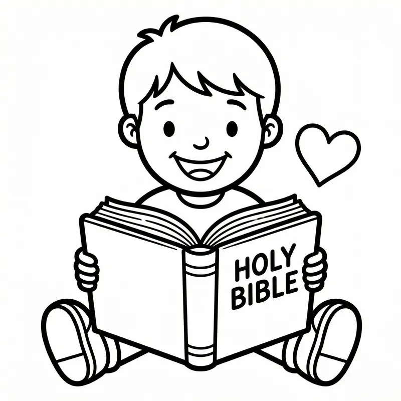 Child Reading Bible Coloring Page Child Reading Bible Coloring Page
