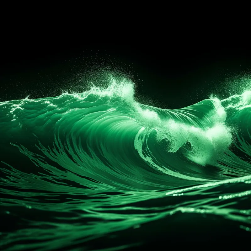 Green Waves on Black Background