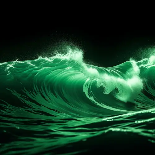 Green Waves on Black Background