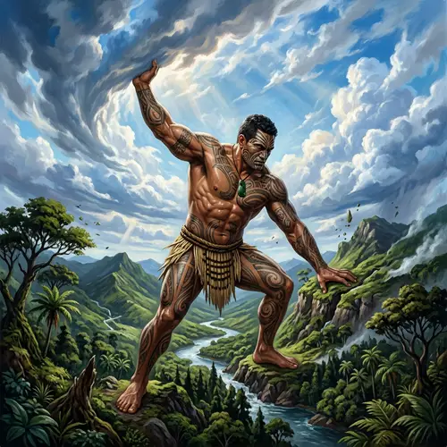 Ancient Maori God Parting Earth and Sky - Mythical Creation Scene