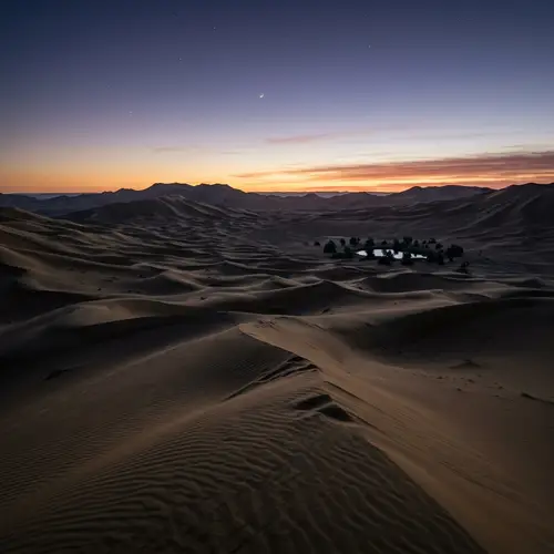 Stunning Desert Sunrise with Oasis