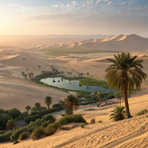 Stunning Desert Sunrise with Oasis