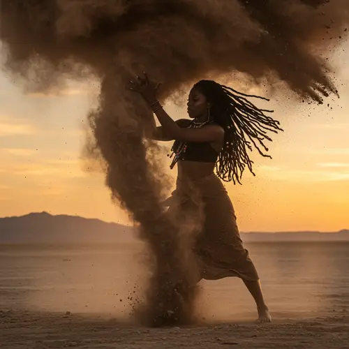 Black Woman with Locs Creates Tornado