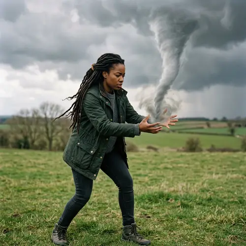 Black Woman with Locs Creates Tornado