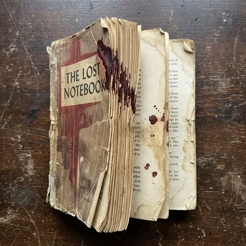Old Torn Paper Book with Blood Stains